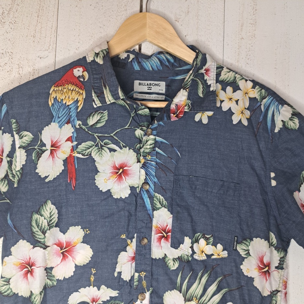 Tropical Luxe Billabong Men's M Cabana Shirt Button Down Tailored Fit/Stretch